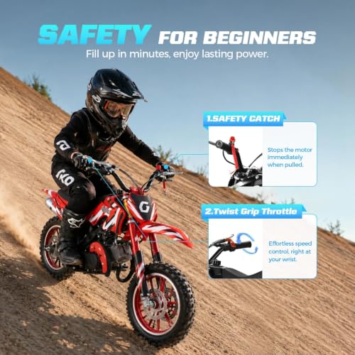 Image of DEETAGO 50cc Dirt Bike for Kids 5-13, 2-Stroke Gas Kids Dirt Bike