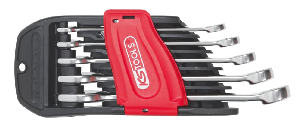 Ks Tools Chrome Satiné 922.0040 5 Piece Metric Combination Spanner Set On Stand