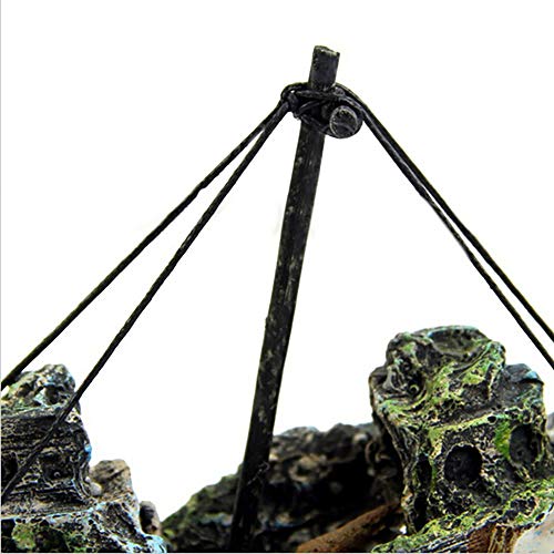BRKURLEG Ornamenti per acquari, decorazione per acquari, barca a vela Versunkene per decorazione acquario, ideale per piccoli gamberetti, pesci, tartarughe - Image 4