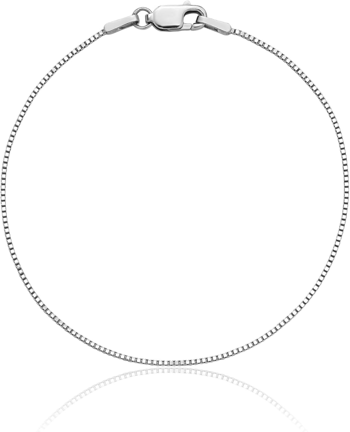 IceCarats 10K Solid White Gold 0.9mm Dainty Box Chain Link Bracelet Polished