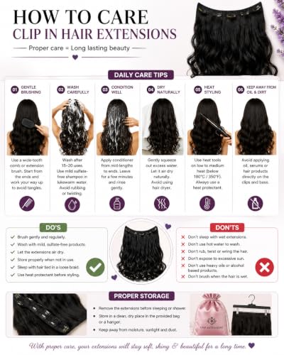 Image of Women Hair Extension Long Curly Black 18 To 20 Inches Hairpiece With 5 BB Clip /Hair Extension for Women Party /Halloween /Christmas