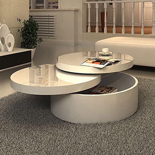 Drehbarer mehrschichtiger Couchtisch mit Stauraum, runder Beistelltisch, niedriger Tisch, moderner leichter Luxus-Teetisch, multifunktionales Möbel, 60 cm – Bild 6