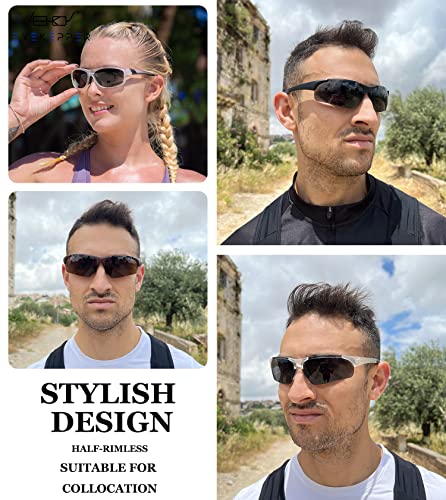 Eyekepper TR90 Unbreakable Sports Half-Rimless Bifocal Sunglasses Baseball Running Fishing Driving Golf Softball Hiking Matte Black Frame Grey Lens +1.252