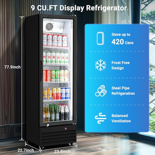 Image of BODEGA BODEGACOOLER 9 Cu.Ft Commercial Beverage Refrigerator with Glass Door,Display Drink Refrigerators fridge for Beer Display Drink Cooler Rapid Cooling & Quiet for Bar Restaurant Office Store Use