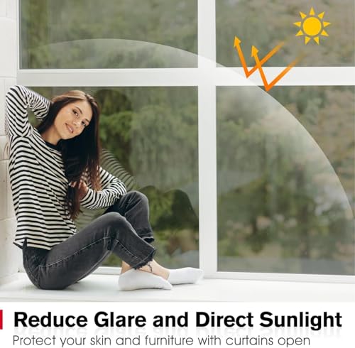 Image of WALLMATE Window Privacy Film Static Cling Removable, UV Sun Heat Blocking Reflective Glass Sticker for Home & Office (Light Black Film, 20x150 in)