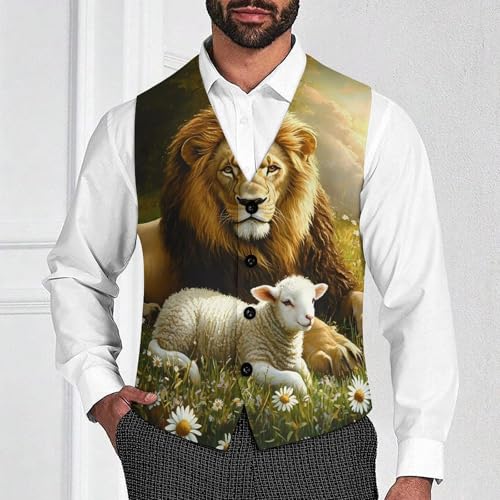 Liones And Sheep Mens Slim Fit Suit Vest Dress Waistcoat Casual Business Vest2