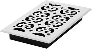 DecorGrates S610W-WH Scroll Design 6x10 White Wall Ceiling Register - Rust-Proof Damper, Easy Install