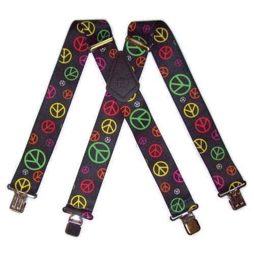 Brimarc Men's Peace Work Trouser Braces 2" Wide Heavy Duty 75 Assorted Patterns (Peace)
