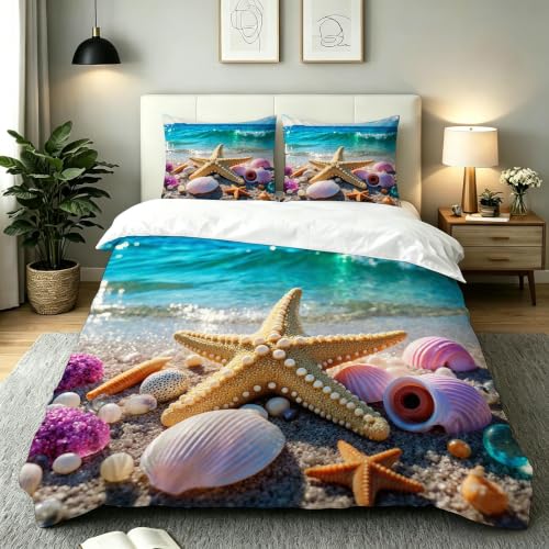 Housse de couette 220x240 zippée facile à laver parure microfibre bleue