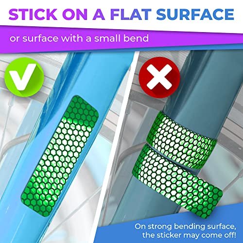 Image of LOOM Reflective Stickers | 67pc Prismatic Grn | Reflective Stickers for Helmet, Bike, Motorcycle, Hard Hat | Waterproof Reflectors for Car, Trailer | Bike Reflectors for Night Riding