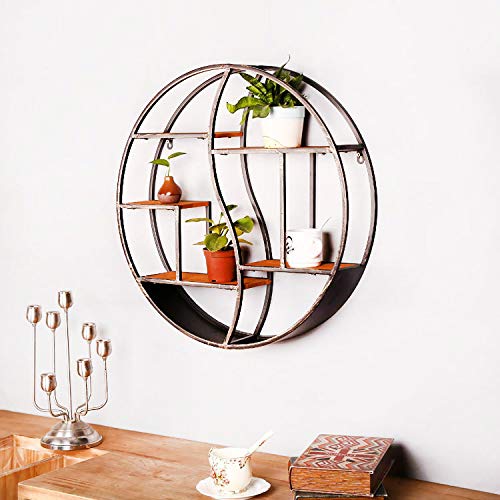 Preisvergleich Produktbild nouler Retro- Hängende Dekoration Der Dekorativen Wandschmiedeeiseneisenrunden Regalhauptwohnzimmer-Küchenbüros Kreative Hängende Wand,Regal,klein