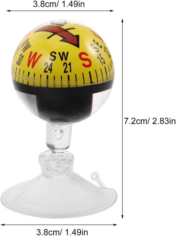 Amosfun Car Guide Ball 2.83X1.49X1.49In Dashboard Navigation Compass with Suction Cup for Vehicle Interior and Outdoor Hiking Travel Accessories