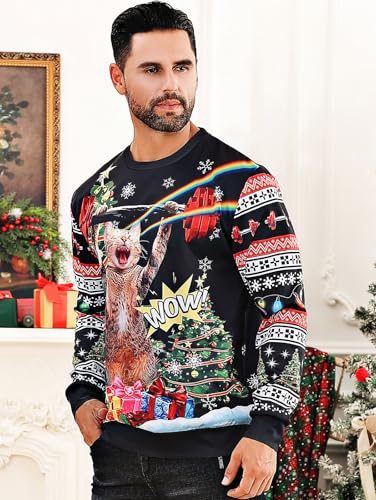 RAISEVERN Ugly Christmas Sweatshirt for Men Funny Xmas Holiday Pullover Sweater - Image 6