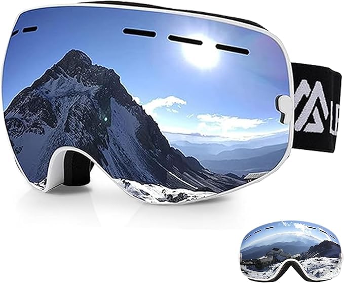 Fitvids Ski Goggles &ndash; Dual Layer Anti-Fog Lens with UV Protection for Men & Women &ndash; White...