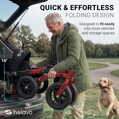 Image of Helavo All Terrain Walker, 12 inch Solid Rubber Tires, Outdoor Rollator Walker