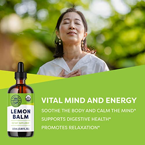 Vimergy Usda Organic Lemon Balm Extract, 115 Servings – Supports Calm And Relaxed Feeling– Relief From Occasional Nervous Tension – Alcohol-Free – Gluten Free, Non-Gmo, Kosher, Vegan & Paleo (115 Ml) #TOP1