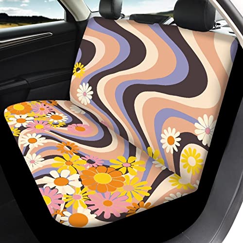 Image of Modysero Flower Print Car Seat Cover Full Set Novelty Soft Elastic All Season Automotive Seat Cover for Women Universal Auto Seat Cover Accessories Fit Most Cars Vehicles