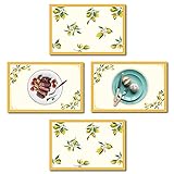 ALFOMBRILLAS DE MESA DE LIMONES: Este mantel de limones es amarillo en su conjunto., con limones y flores adornados, que te hace sentir el calor del hogar, el placer de cenar y el apetito, que ayudará a mejorar la experiencia gastronómica y dejar una profunda impresión en los invitados.