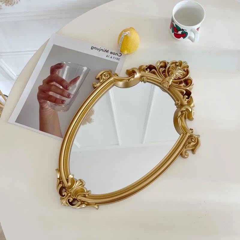 Miniatura 8 de Espejos de baño para montaje en la pared, espejo de tocador de plástico, enmarcado, barroco, decorativo, barato, espejos de pared (blanco ovalado)