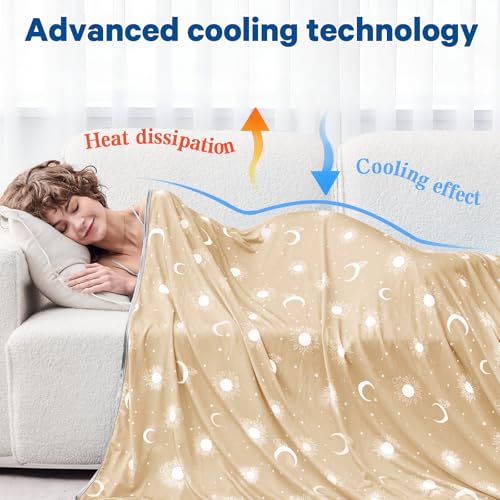 Image of inhand Cooling Blanket King Size (90 inchx108 inch) - Double Sided Cooling Blankets for Hot Sleepers, Lightweight Summer Blanket for Sofa Bed Couch, Travel, Room Decor House Warming Gifts Light Khaki Beige