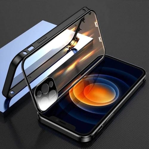 Image of MILLION CASES Back Cover Case for iPhone 15 Pro Shockproof Protective Aqua Cage Twin Glass TPU Case for Men & Boys(Midnight Black)