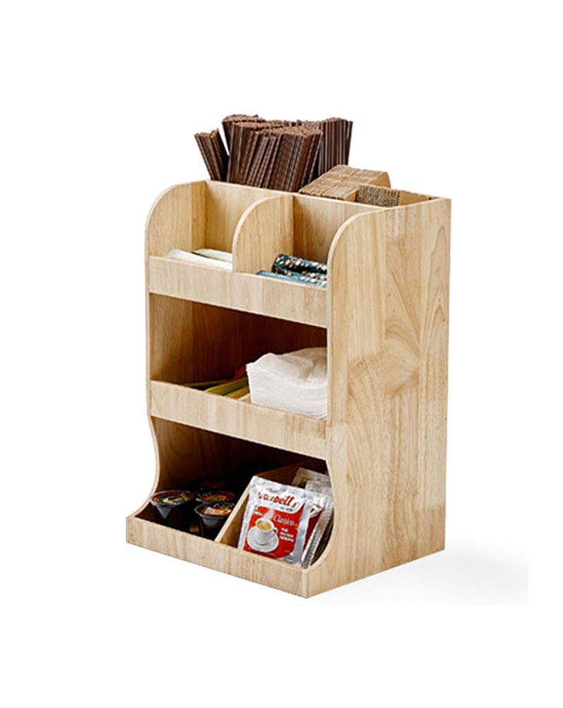 Orista TRIPLE 3-Tier 8 Compartment Wood Coffee Condiment and Accessories Caddy Organizer