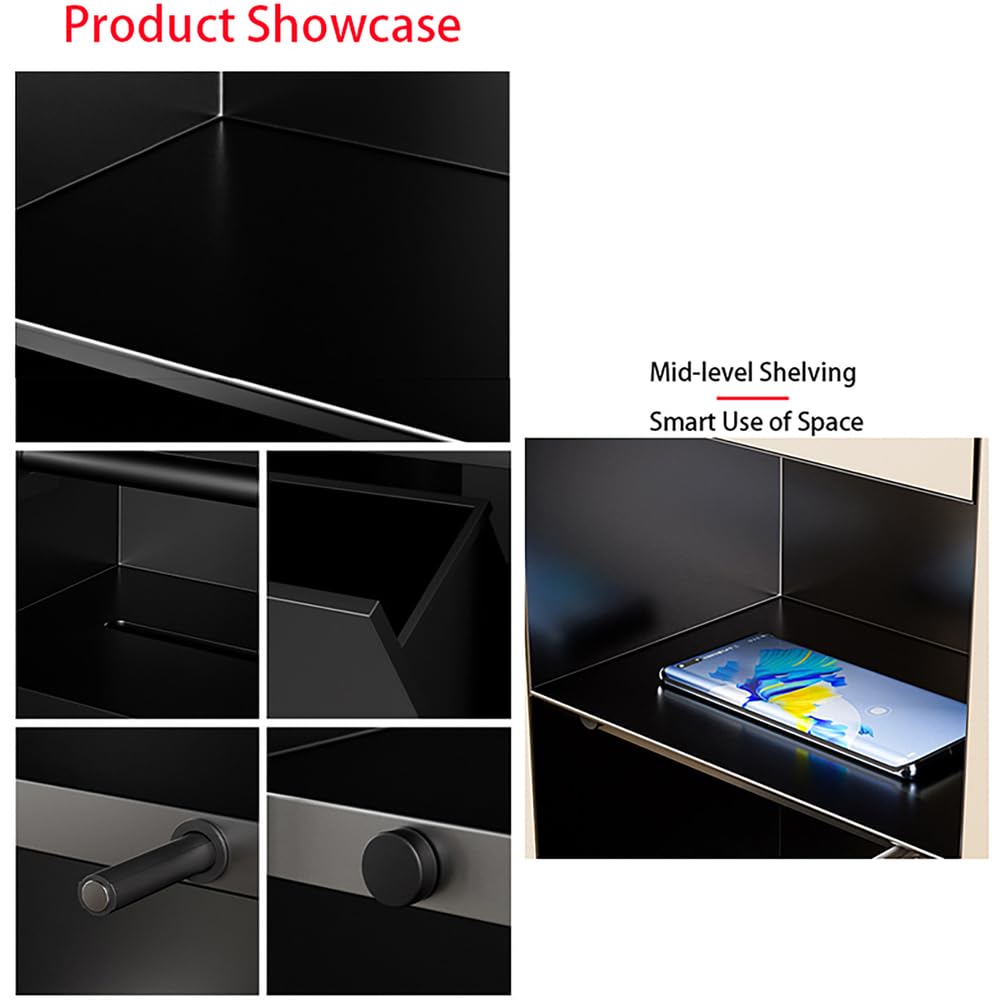 Portarotolo da Incasso Nero in Portarotolo da Parete, Mobile con Cestino Nascosto con Dispenser E Vano Portaoggetti Wall Box E Porta Salviette per Il Bagno,Black/c