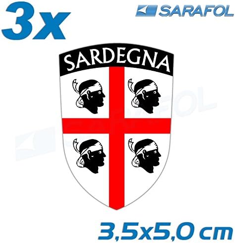 3x Sardinia Sticker Emblem (Nr.015) vinyl Car Flag Adesivo Sardegna 3,5x5,0 cm