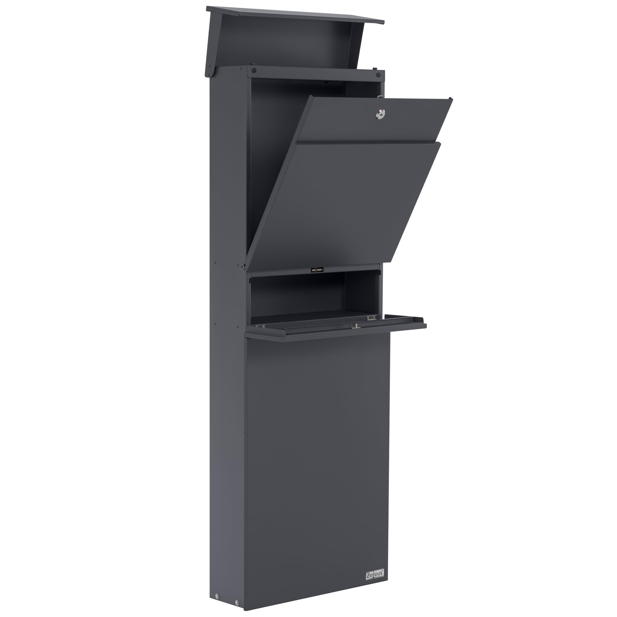 Cassetta Postale Zelsius Jupiter Con Scomparto Pacchi | Acciaio Verniciato Antracite RAL7016 | Serratura Di Sicurezza Integrata - Foto 2