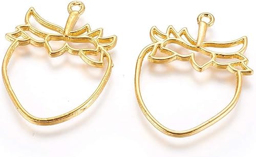 Vista 35 de Dijes de bisel de espalda abierta de estilo surtido, colgantes de marco hueco de metal, dijes de flores prensadas para hacer joyas de resina UV DIY