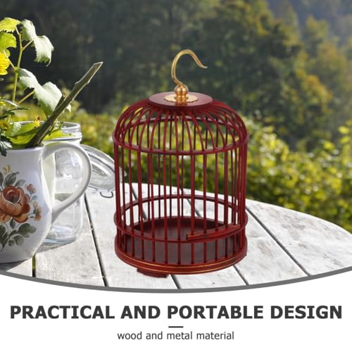 Image of Wooden Bird Cage with Multi-Functional Hanging Birdcage for Small Animals Wood and Metal Construction Safety Lock Buckle for Secure Housing