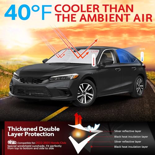 KAYZT Foldable Sunshade for Honda Civic 2022-2025 Gen