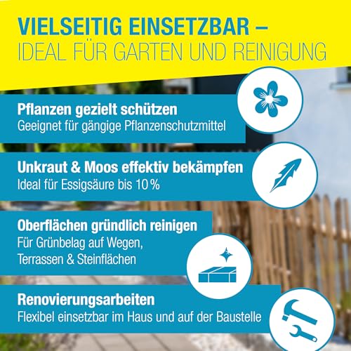 GLORIA Drucksprühgerät prima 5 Plus | Säurebeständiger Drucksprüher 5 Liter für Essigsäure, Pflanzenschutzmittel & Unkrautvernichter | Gartenspritze mit Verlängerungslanze