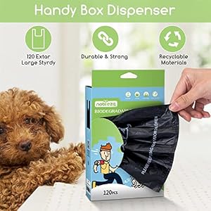 Nobleza Dog Poop Bags with Handles, 120 Extra Thick and Strong Pet Waste Bags, Completely Leak-Proof Biodegradable Poop Bags for Dogs - Large Size 13.4 x 7.1 Inches Nobleza Dog Poop Bags with Handles, 120 Extra Thick and Strong Pet Waste Bags, Completely Leak-Proof Biodegradable Poop Bags for Dogs – Large Size 13.4 x 7.1 Inches