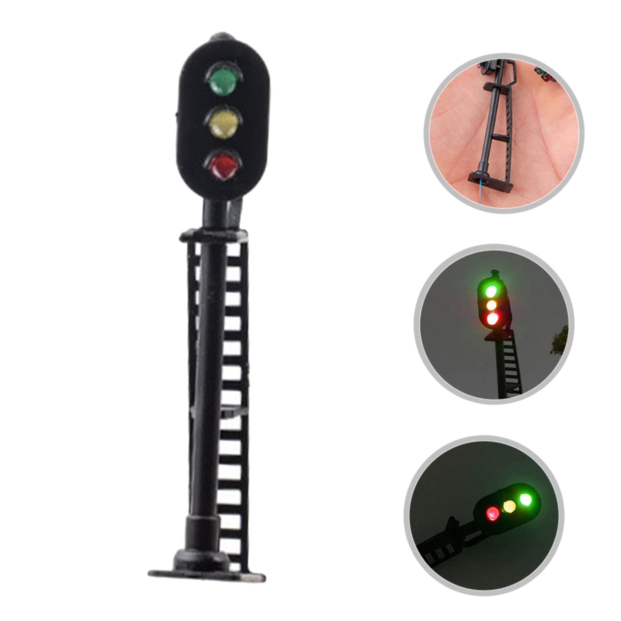 Lurrose 3pièces Modèle De Feu De Signalisation pour Train Miniature Signal Lumineux Vert-Jaune-Rouge pour Décoration De Paysage Table Accessoire De Modélisme Ferroviaire