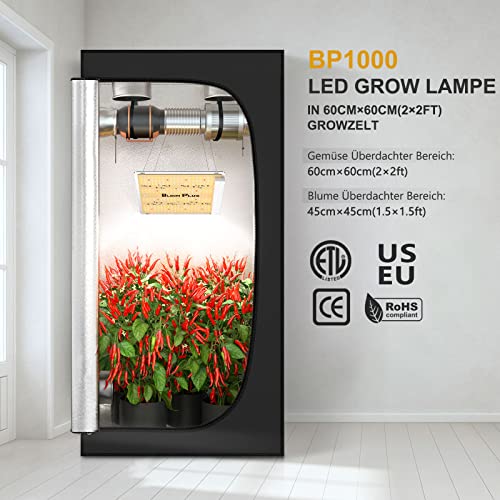 LED Grow Lampe Bloom Plus BP1000 Pflanzenlampe LED Vollspektrum LED Grow Light für Indoor Gartenarbeit Gemüse und Blumenpflanzung Pflanzen anzuchtlampe mit 336 Samsung Dioden