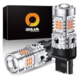 OXILAM T20シングル, LED ウインカー アンバー キャンセラー内臓 7440 ハイフラ防止 ウインカーバルブ 超拡散レンズ26連付き コーナリングランプ 航空用アルミヒートシンク ほぼ純正サイズ DC12V車用 3020SMD 無極性 18ヶ月保証 2個入