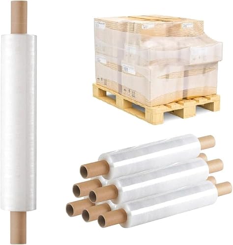 Goldify Pallet Stretch Shrink Wrap Film, Heavy Duty Clear Plastic, 400mm x 580m, 28 Micron, Industrial Packing, Pack of 6