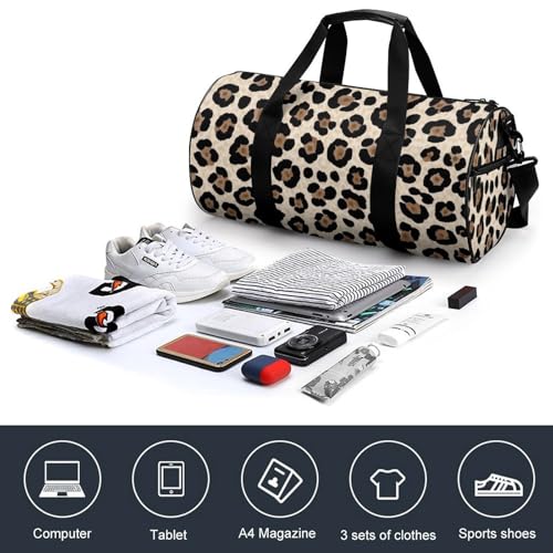 Womens Sports Gym Tote Bag Waterproof Weekender Overnight Handbag Cheetah Leopard Print Duffel Bag for Yoga Sport Travel4