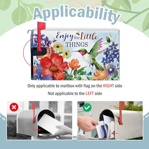 Image of Spring Summer Hummingbird Flower Mailbox Cover Magnetic Standard Size 20.5 inch x 18 inch, Enjoy The Little Things Floral Decorative Post Letter Box Wrap Decor, Bee Garden Yard Outdoor Decoration