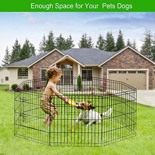 Pet Dog Playpen Foldable Puppy Exercise Pen Metal Portable Yard Fence for Small Dog & Travel Camping 8 Panel-24& 24… - Image 3