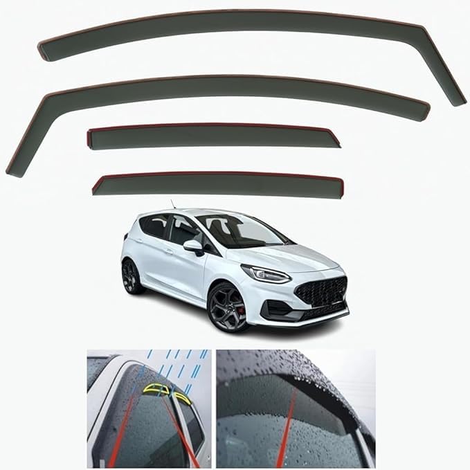 4 Unidades Deflectores de Aire para Ford Fiesta 5-Door Hatchback 2017 2018 2019 2020 2021 2022 2023 2024,Deflectores de Viento, Cortavientos Ventana Coche, Integrados,Negro