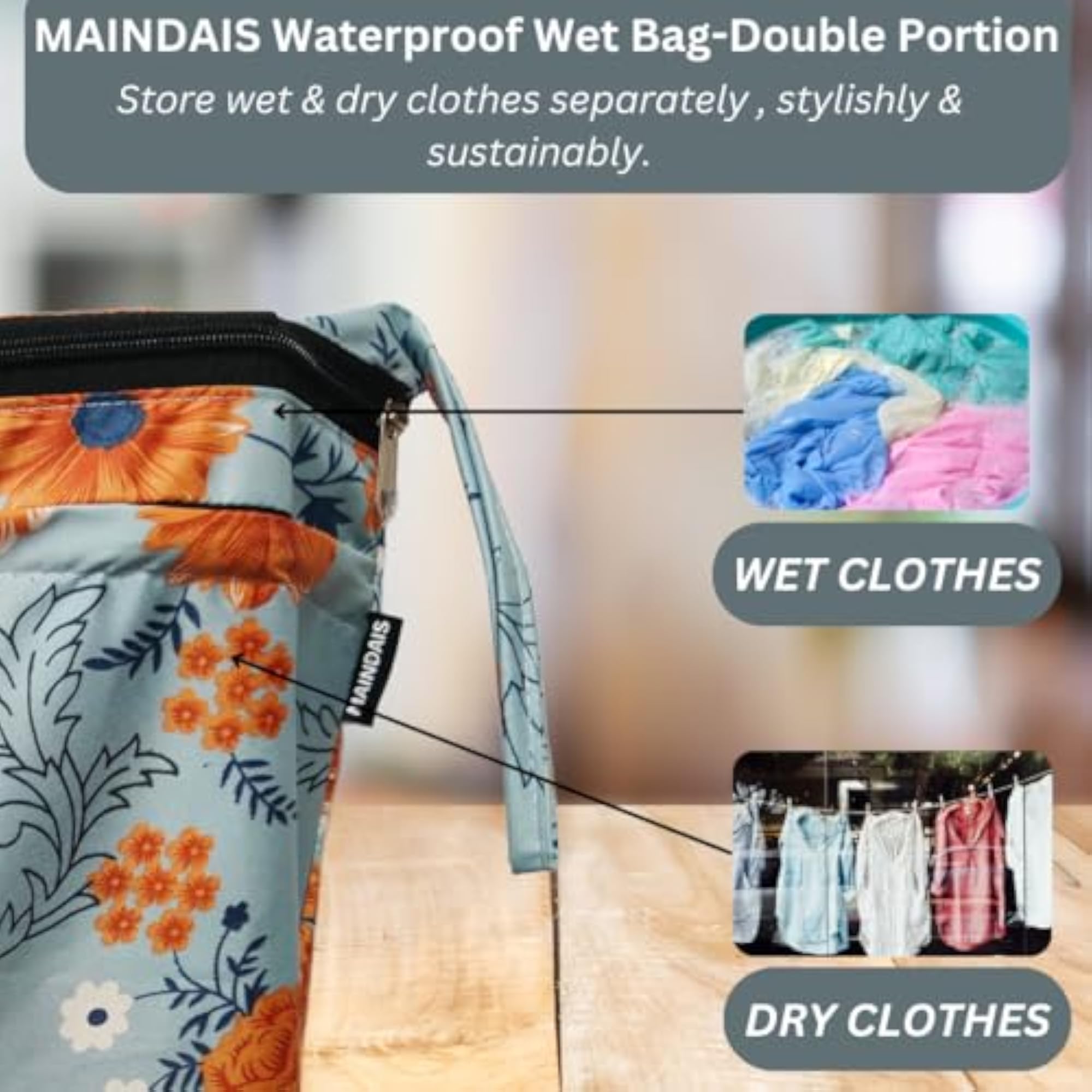 Waterproof Wet Bag, Washable & Reusable for Travel