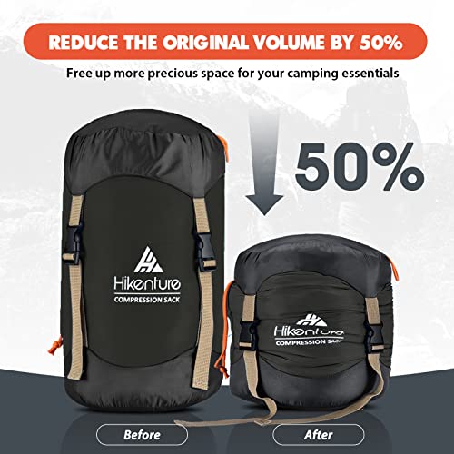 Hikenture Compression Sack For Sleeping Bag, Upgrade Anti-Tear Nylon Sleeping Bag Stuff Sack, 10L/14L/20L/30L Water-Resistant Compression Bag, Storage Bag (Dark Green, 20L) #TOP1