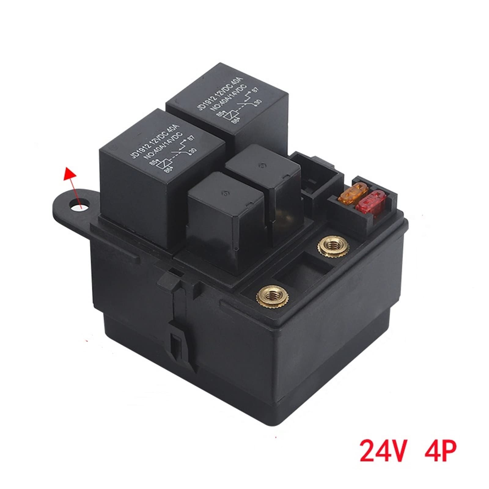 Toma de relé de Coche, portafusibles de Hoja de Caja Negra for vehículo eléctrico automotriz, Triciclo, Faro, bocina, Control de línea Modificado (Color : 24v 4p Relay)