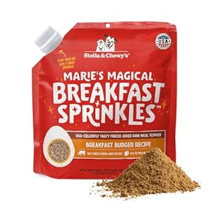 Stella & Chewy’s Marie’s Magical Breakfast Sprinkles Freeze-Dried Raw Breakfast Burger Recipe Grain-Free Dog Food Topper, 7-oz Bag