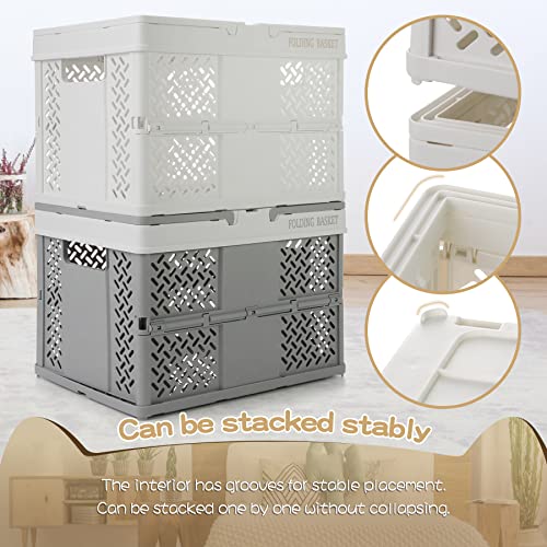 Caisse pliante avec poignée lot de 2 : panier plastique pliable - 5