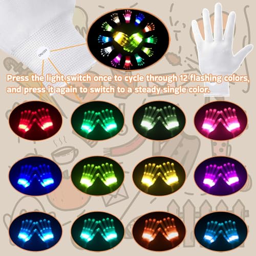 Coceleryre 12-Color Led Light-Up Gloves For Kids - Fun & Glowing Gloves Multi-Color Halloween Costume Accessory Cool Toys For Boys 4-7 Girls 4 5 6 7 Years Perfect For Parties & Gifts thumb #1