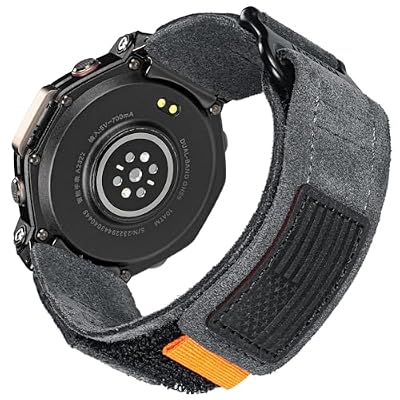 HEMSUT Watch Bands Compatible with Amazfit T-Rex/T-Rex Pro, Military Heavy Duty Wide Hoop and Loop Rugged Sports Strap, Gray