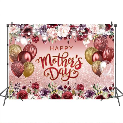 Mocsicka Fondo Feliz Día de la Madre 10x7ft Flores Burdeos miniatura 5